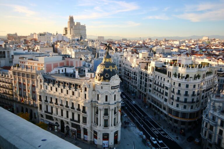 Aerial view of Madrid, Spain; there has been mixed media coverage of the end of Spain's Democratic Memory Law in October 2025.